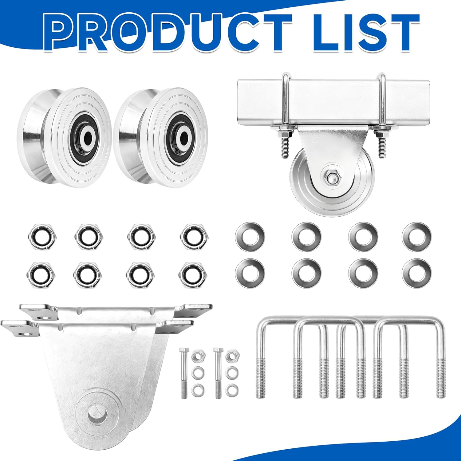 AIWFL 2 Pack 4" V-Groove Slide Gate Wheel Kit, Heavy Duty Steel Dual Bearing Bolted External Mount Bracket with Screws, for 2" Thick Inverted Sliding Rolling Track Gates, 3000 LBS Capacity No Welding