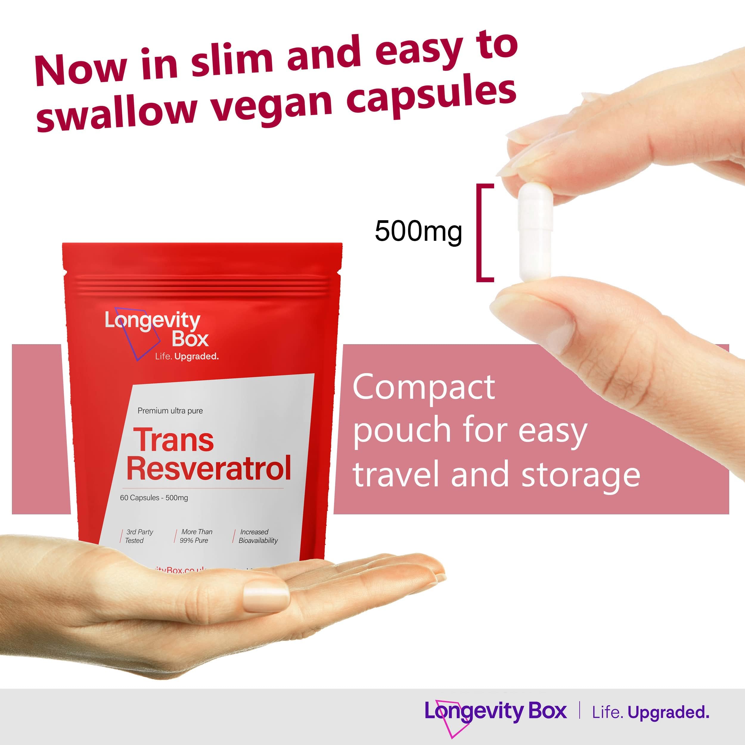 Trans-Resvératrol 1000mg – 60 gélules – 99% pur, végan, sans OGM – testé tiers