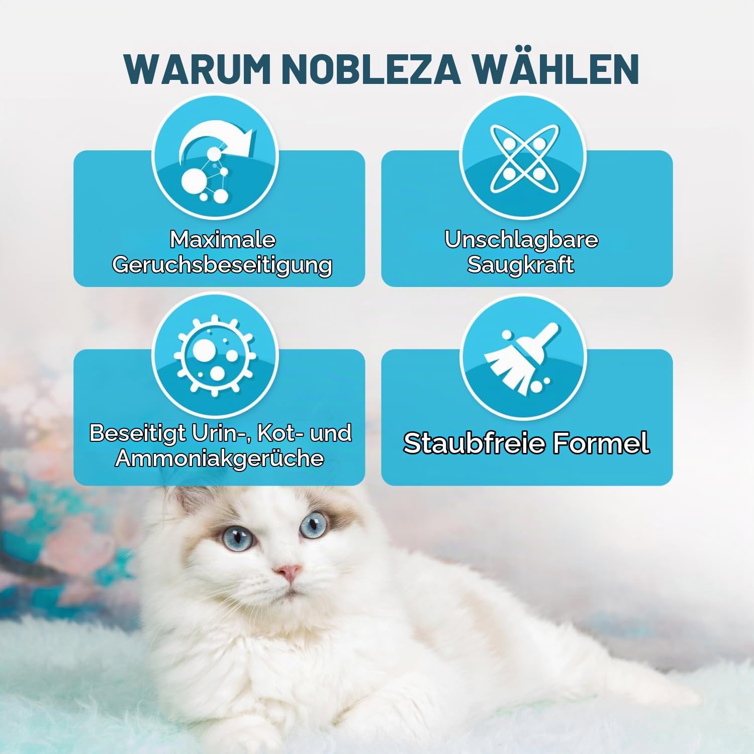 Nobleza Silikat Kristalle Katzenstreu 8 X 3.8L - Hochwertige, Staub, Zitronengeschmack- und klumpenfreie Katzenstreu mit überlegener Geruchskontrolle und effektiver Flüssigkeitsaufnahme