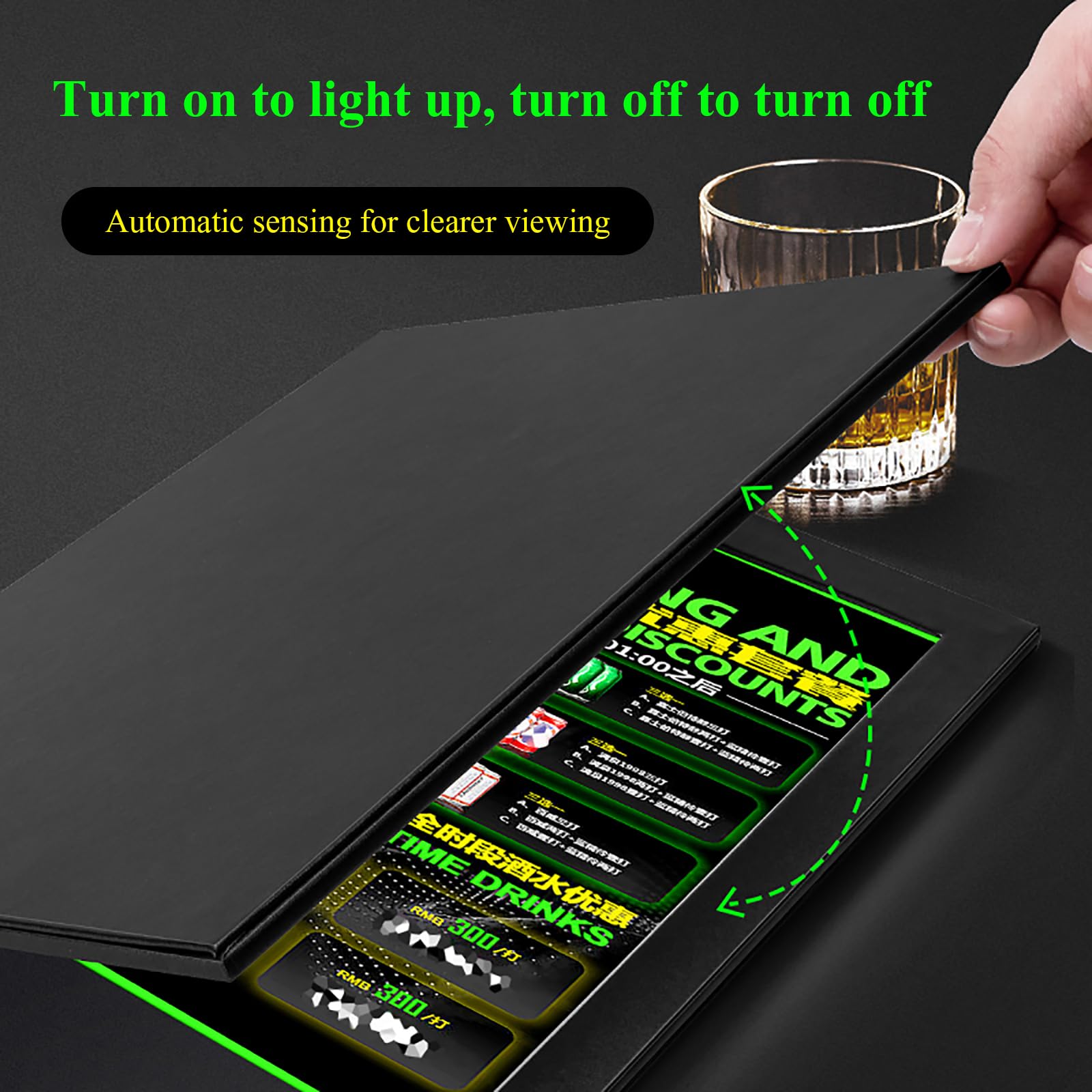 Tablero Publicitario LED, Tablero Luminoso para Pedidos De Barra, Apertura Y Medición, Detección Automática, Puede Mostrar Menús De 4 Lados, para Restaurantes, Bares Y Discotecas.