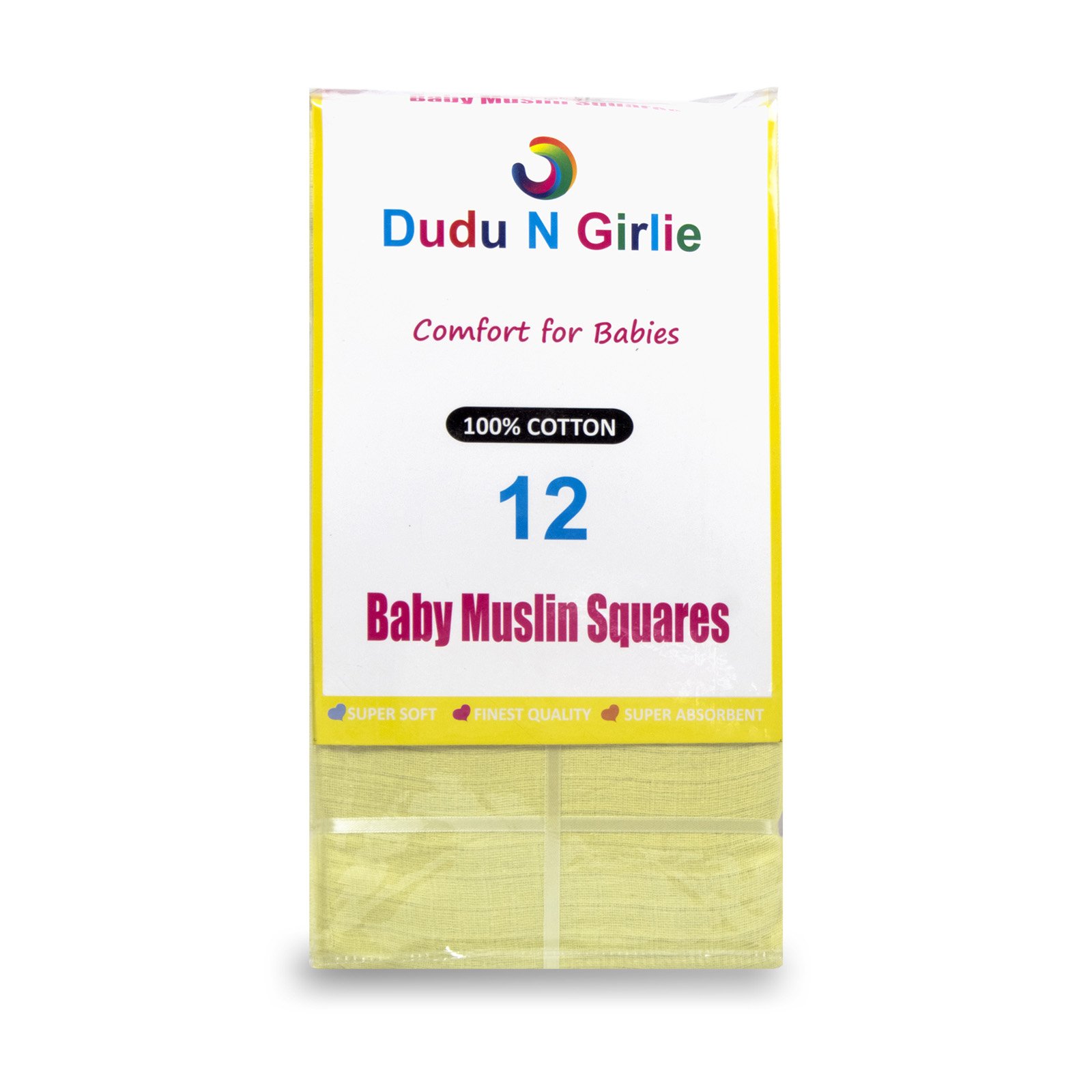 (12 X YELLOW) Premium Quality Baby Muslin Squares 100% Cotton, 72cm X 72cm, Supersoft , Made In EU — image 1
