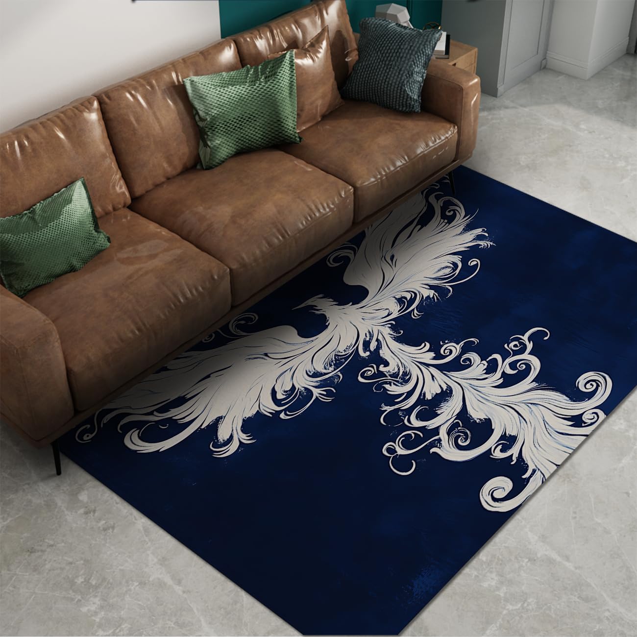 Tapis Bleu foncé 180x270 Tapis Lavable pour salles à Manger