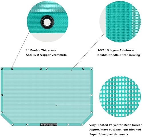 Miniatura 4 de Shadeidea - Parasol para Jeep Wrangler JK Unlimited (2007-2018), de 2 puertas y 4 puertas frontales-Tiff, pantalla de malla azul para parasol