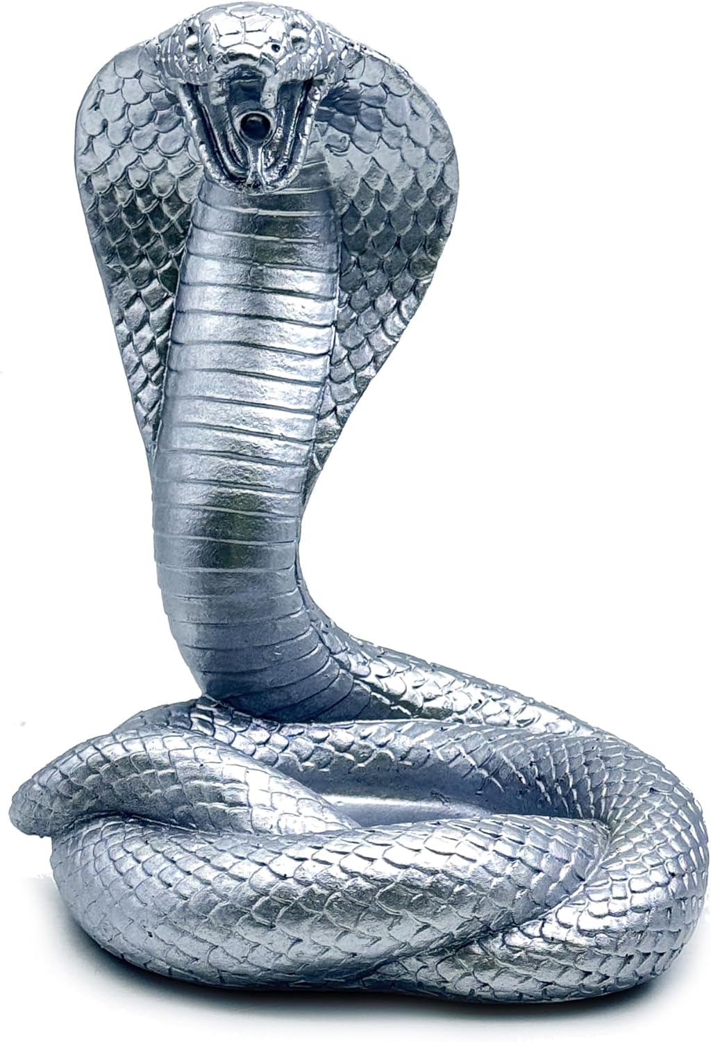 Silver King Cobra Snake Statue Figurine Sculpture Candlestick Holder Animal Figure Collectible Gifts for Snake Lover Office Home Outdoor Decor - Image 5