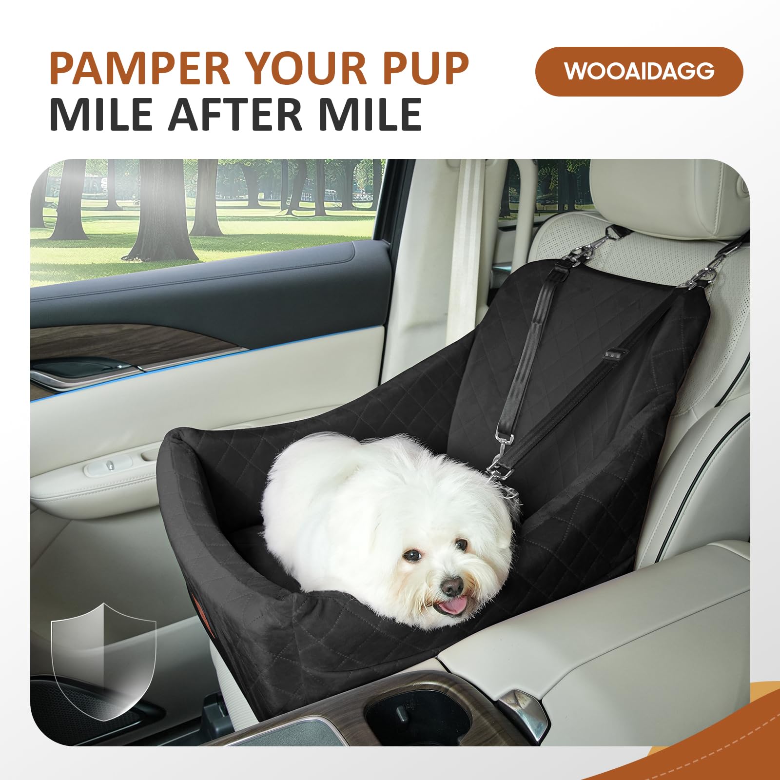 Dog Car Seat for Medium Sized Dog,Pet Travel Car Bed with Seat Belt Channle,Fully Detachable and Washable Car Dog Seat with Adjustable Straps,3 Straps Easy to Install (Black) - image 4