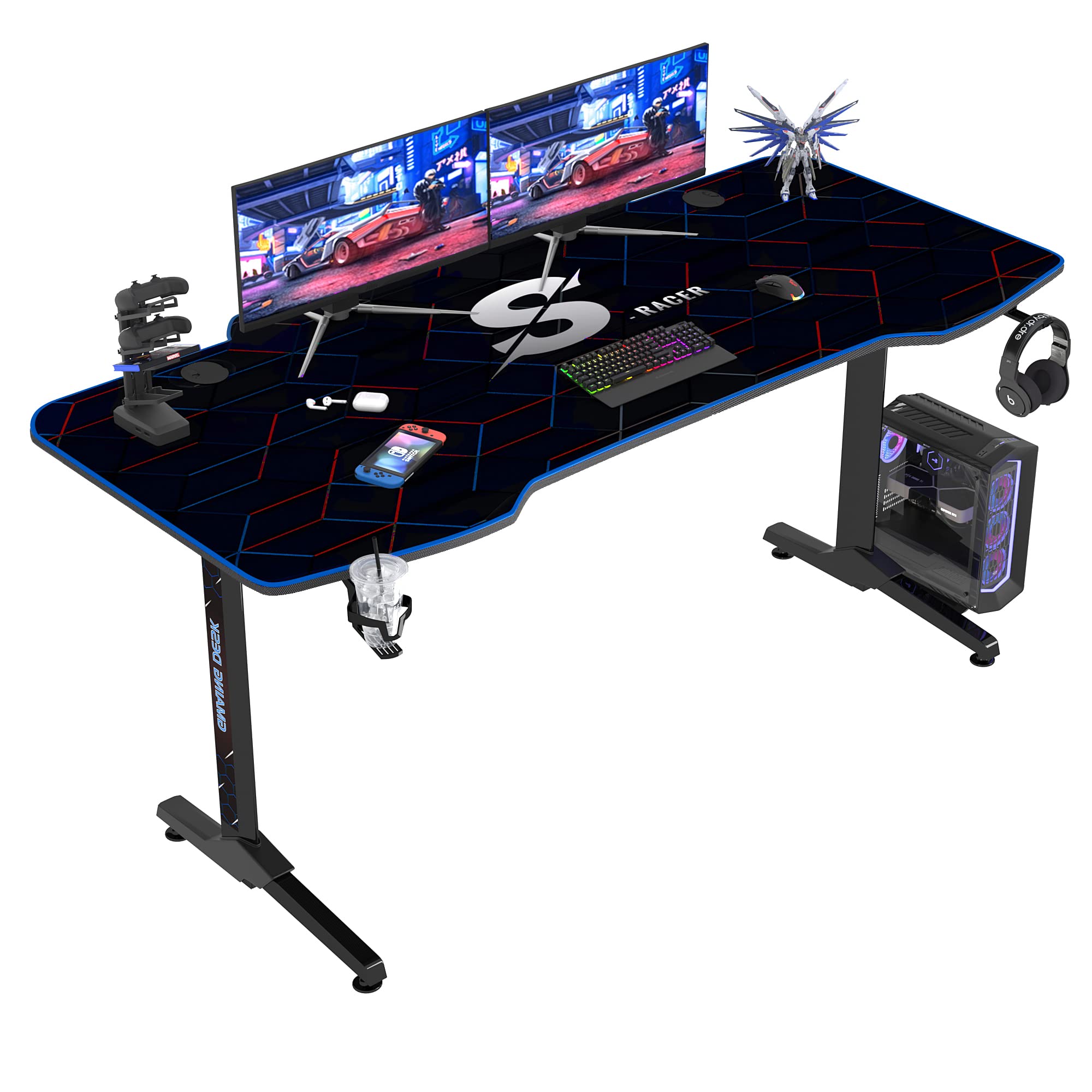 Amazon | Victone ゲーミングデスク 140cm(幅)*60cm(奥行)* 76cm(高 