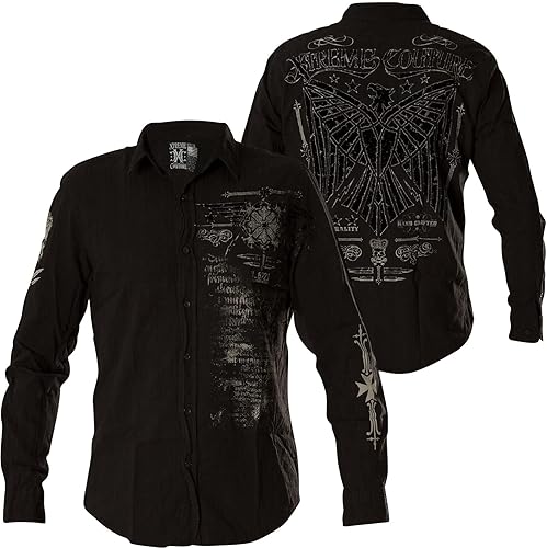 Vista 3 de Xtreme Couture by Affliction - Camisa con botones para hombre, color negro