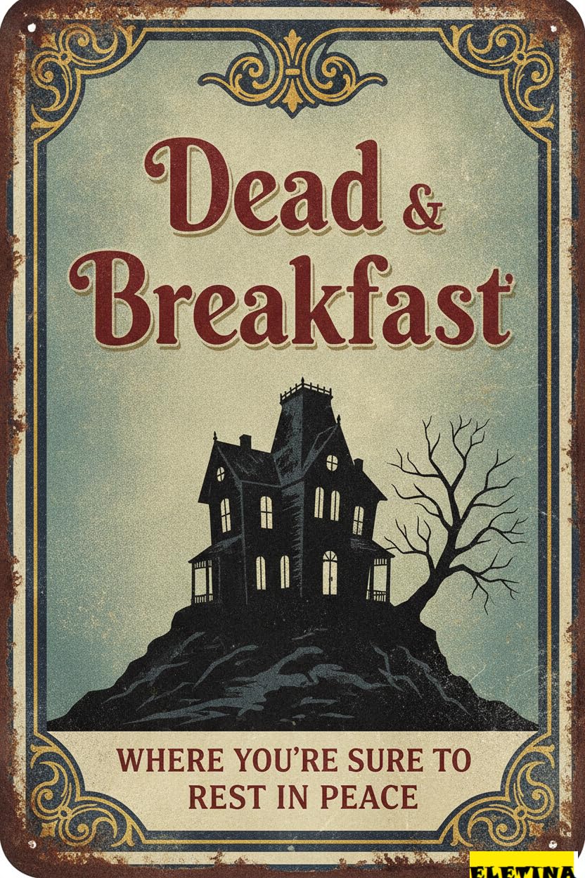 Personalized Sign for Man Cave Dead And Breakfast, Where You're Sure To Rest In Peace, Halloween Decorative Aluminum - 8x12in Private Property
