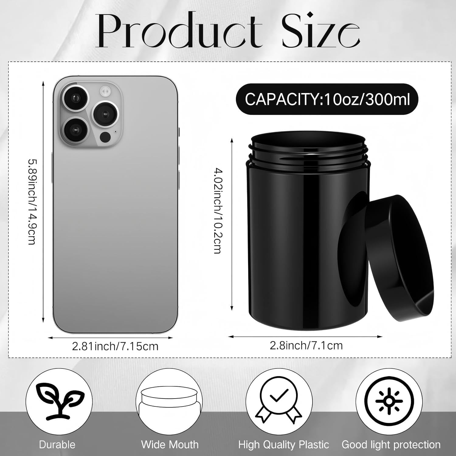 SATINIOR 24 Pieces Clear Plastic Jars with Lids, Black, 10 oz image 2
