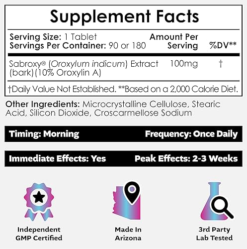 Miniatura 2 de Nootropics Depot Sabroxy Tabletas  100 mg  90 unidades  Mínimo 10% Oroxilina-A  Oroxylum indicador  Puede ayudar a promover la concentración y la
