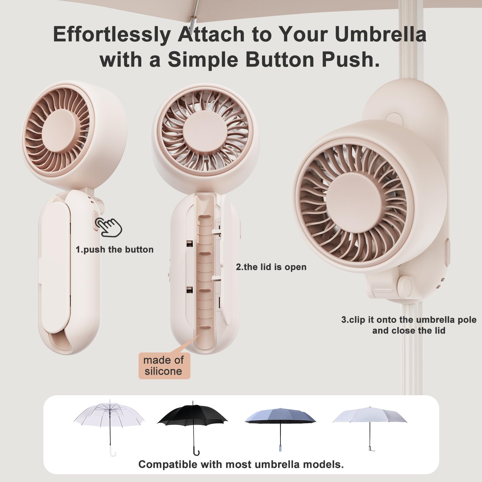 DURBESTER Clip-On Mini Fan for Umbrella