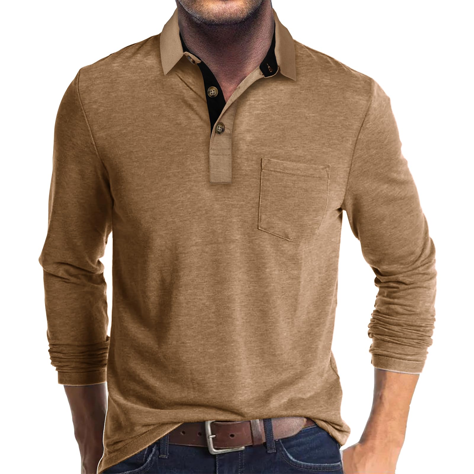 Poloshirt Langarm Herren Polo Shirt T-Shirts Klassisches T Shirt Herren