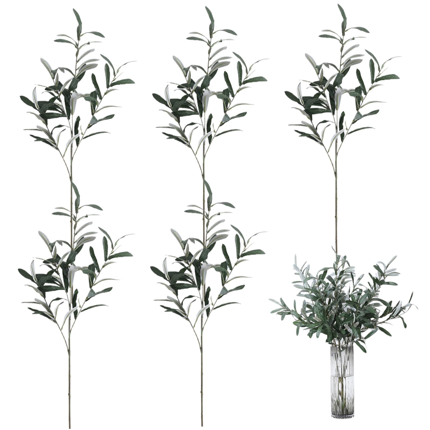 Hintyne Olive Branches Olive Branches for Vases 5PCS Faux 30'' Artificial Tree Without Olives 4 Realistic Greenery Stems Style 2