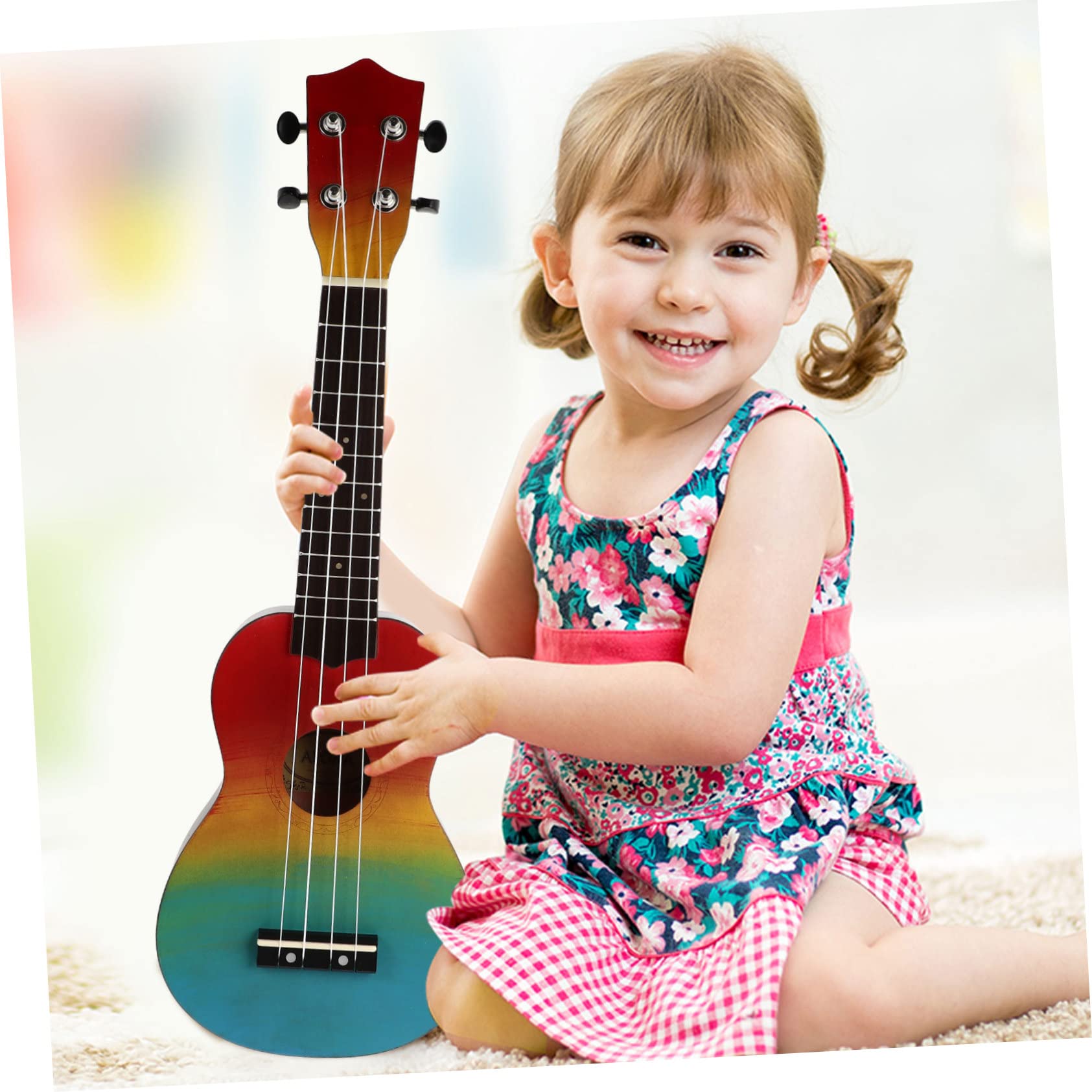 Toyvian Ukulele Chitarra in Legno Naturale da Strumento Musicale Giocattolo per Principianti Impugnatura Comoda