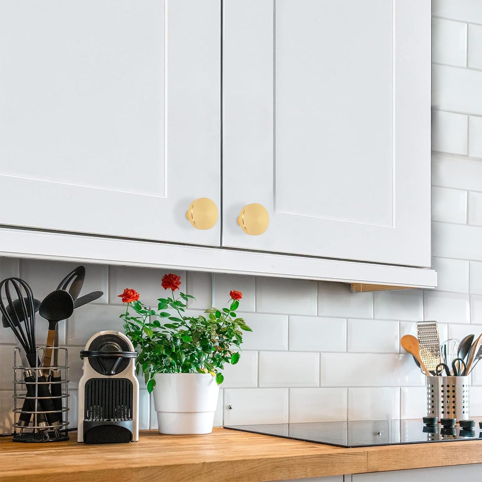 HANIHUA 12 Pack Gold Cabinet Knobs Drawer Knobs Brushed Brass Dresser Knobs,  Round Gold Knobs for Dresser, Solid Single Hole Kitchen Knob for Cabinets  and Drawers - Amazon.com