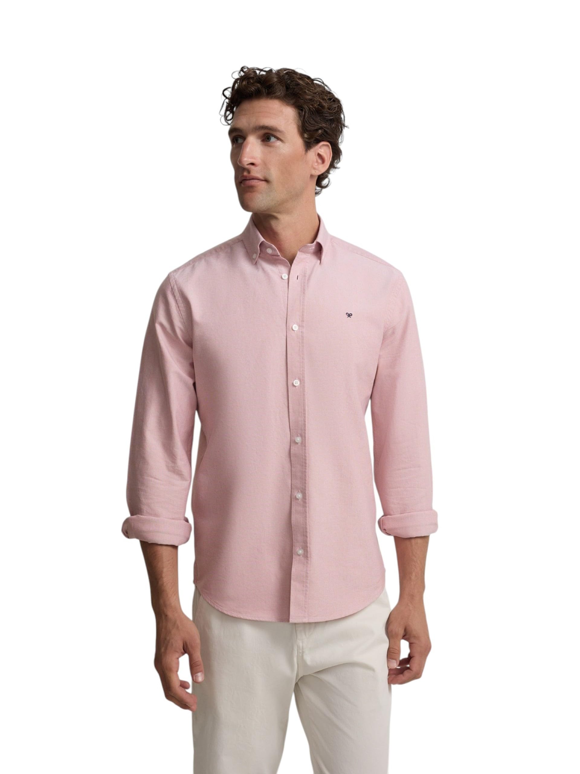Silbon Pink Casual Shirts, Male, S, Sport Oxford Shirt