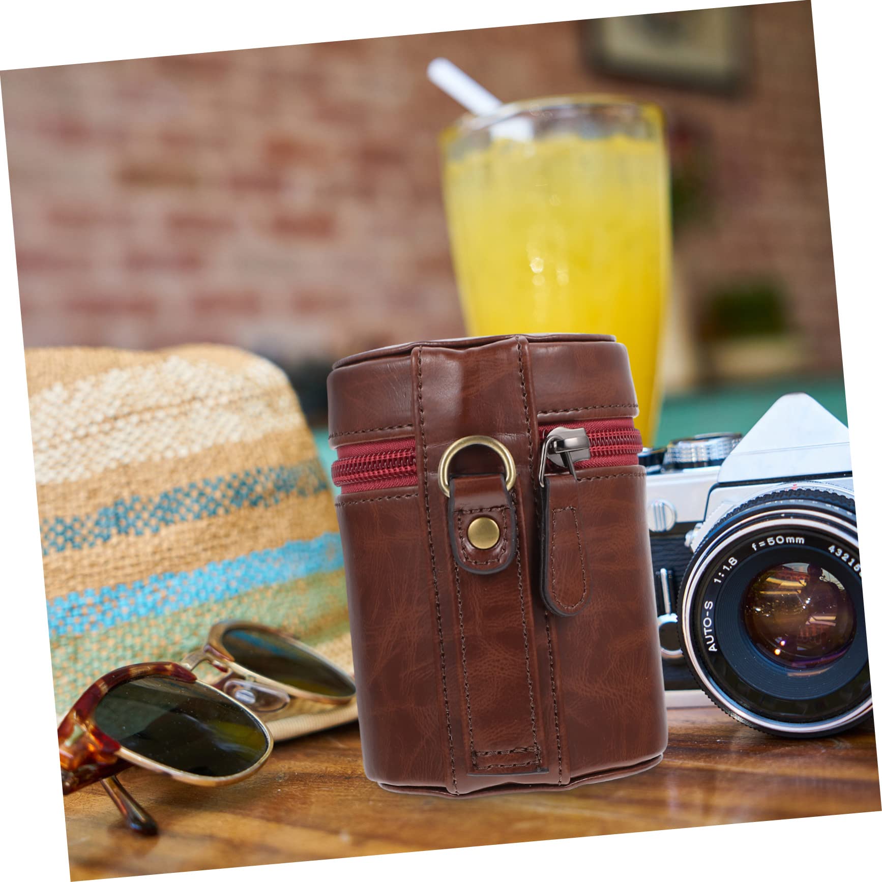 Mikikit 3Pcs Sacchetto Della Macchina Fotografica Custodia In Pelle Per Monete Protezione Dell'Obiettivo Della Fotocamera Macchina Fotografica Professionale Supporto Flash In Pelle