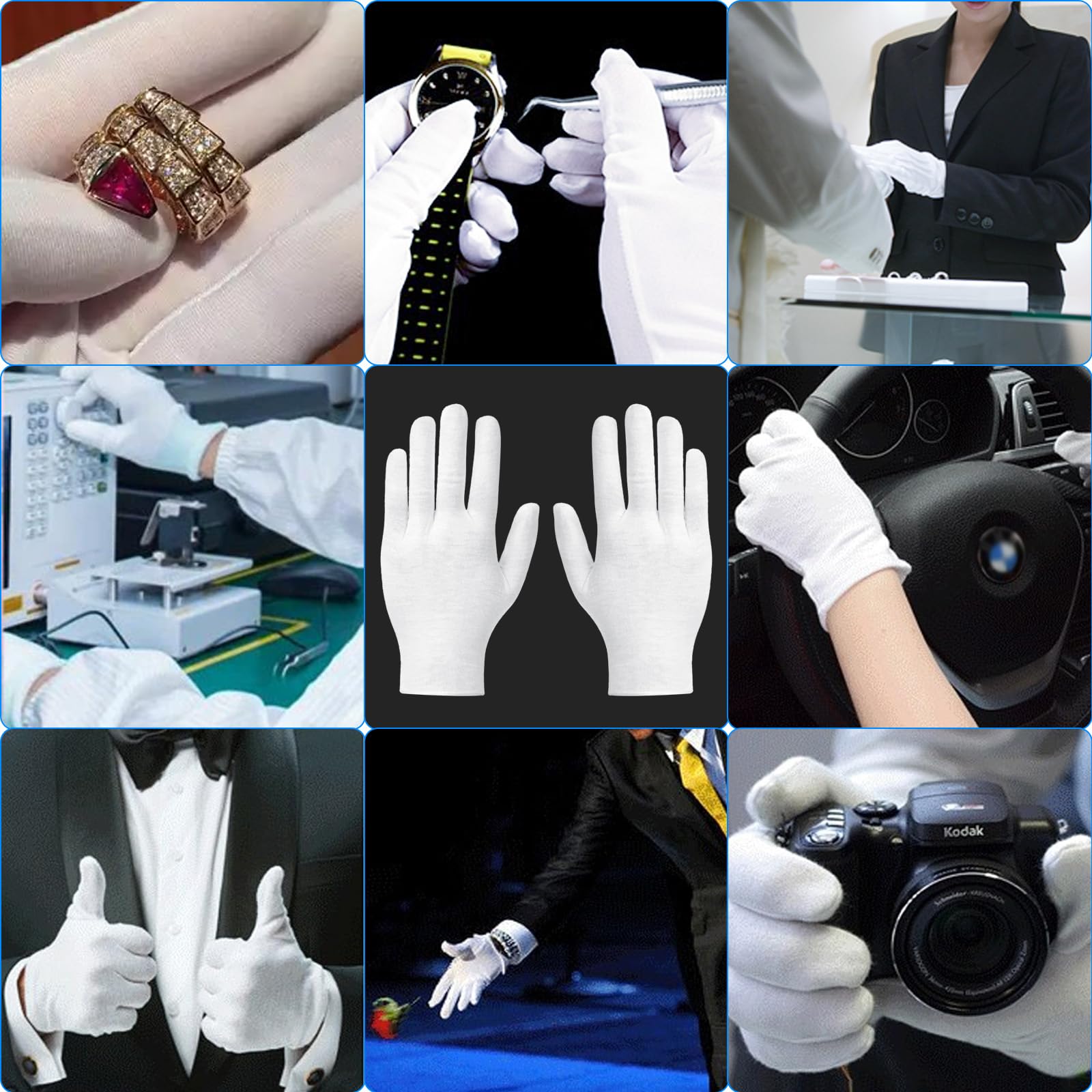 6 paia di guanti di cotone bianchi morbidi guanti protettivi per mani asciutte idratanti SPA per la cura delle mani in cotone (bianco)