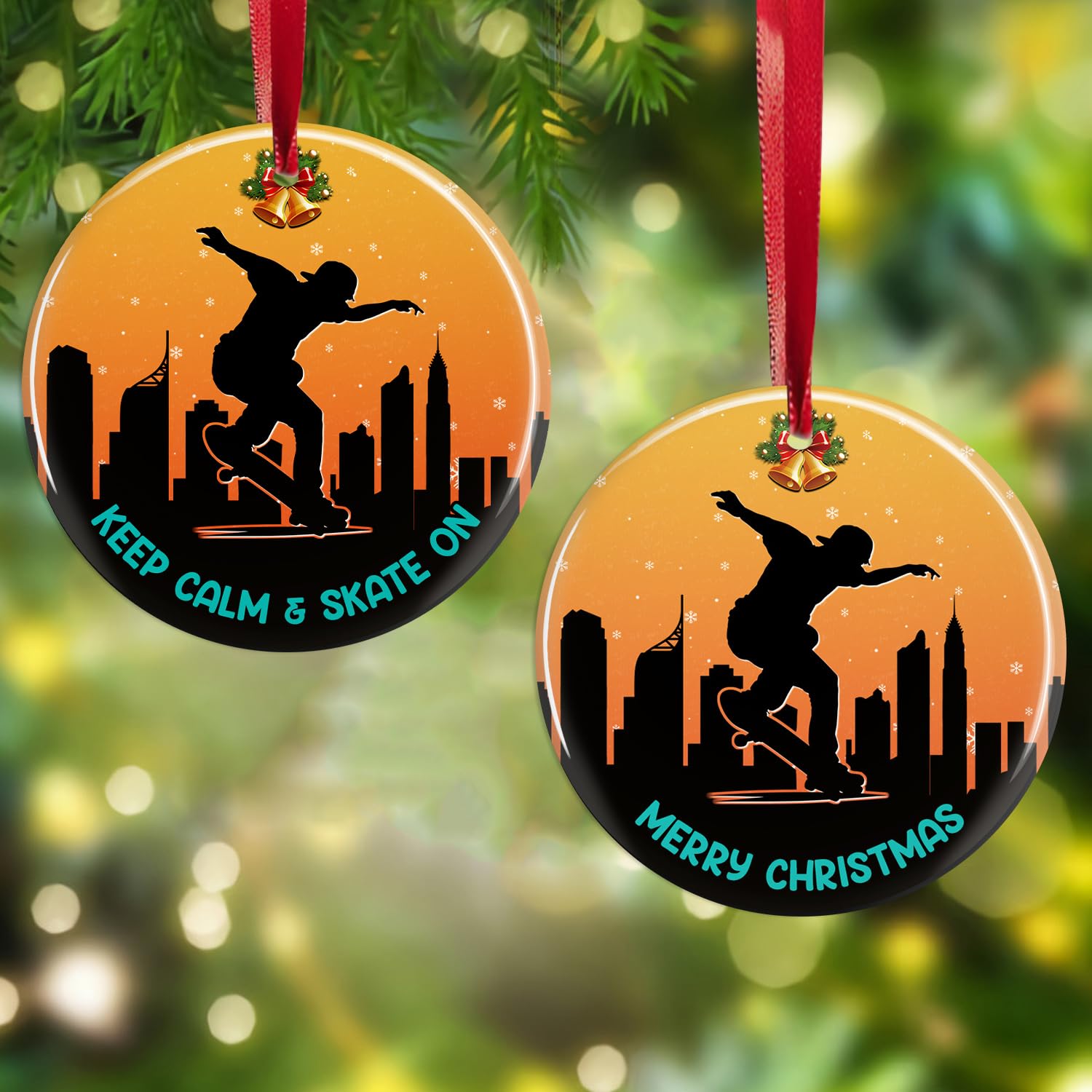 Décoration de Noël pour homme planche à roulettes suspendre sapin cadeau sport