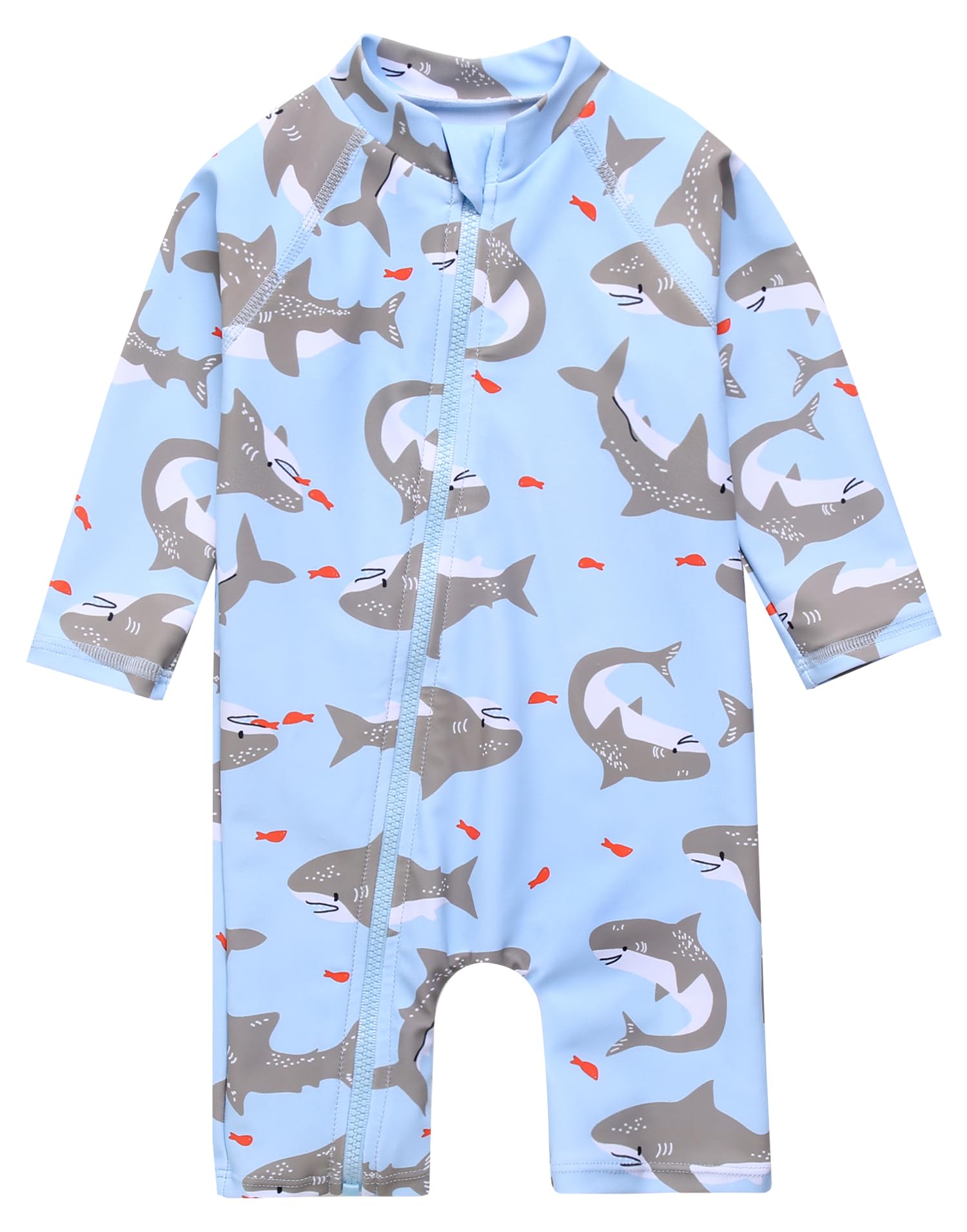 VAENAIT BABY Zip &amp; Snap Rash Guard Swimsuit, UPF 50+ One-Piece Long Sleeve Swimwear, Quick Dry Infant Beach Suit for 0~2T