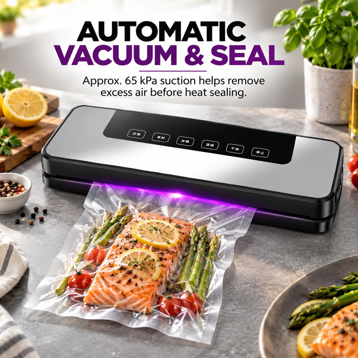 Máquina automática de envasado al vacío para alimentos para almacenamiento