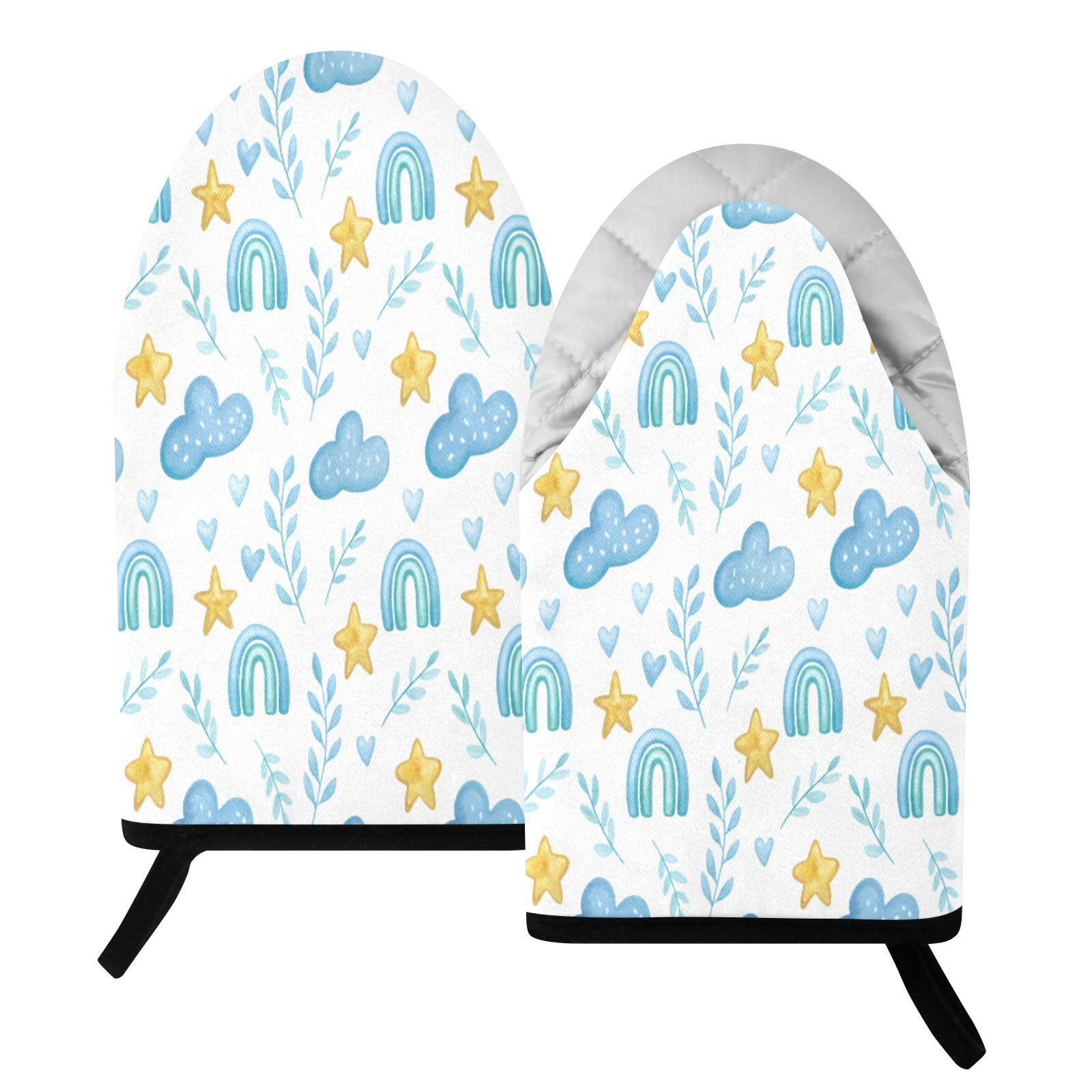 BURSTDDY Cartoon Clouds Oven Mitt,Heat Resistant Kitchen Mitts for Cooking