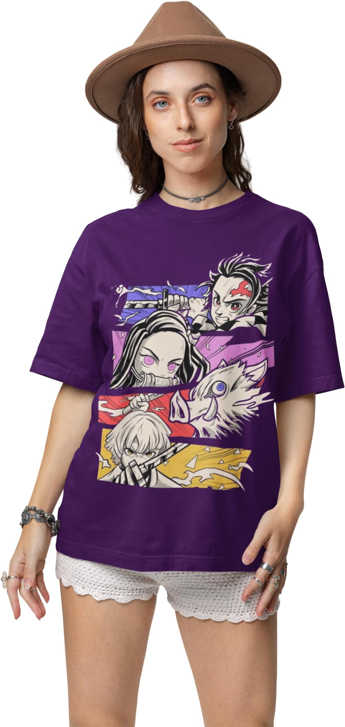 The Demon ClosetDeman Slayer Oversized T Shirt for Men and Women, 180 GSM, Breathable, Active Comfort, Relaxed Fit, Trendy