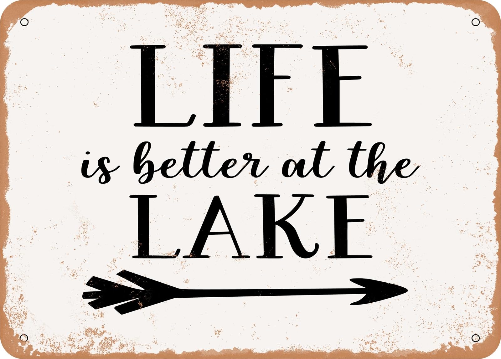 Miaomansenstore Metal Sign - Life Is Better At The Lake - 2 - Vintage Look Sign Home Decor