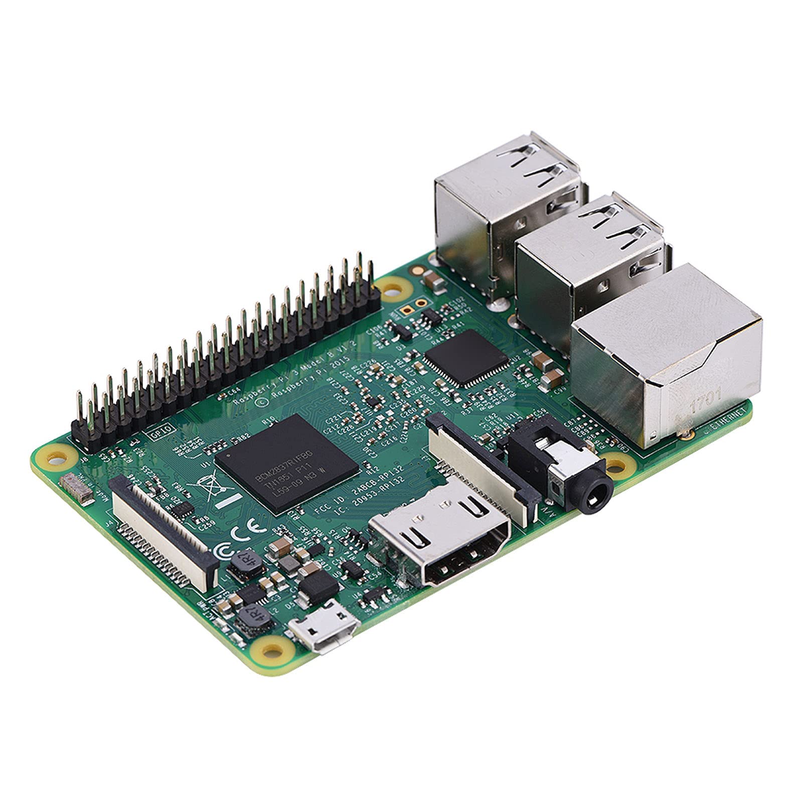 ASHATA Scheda per Raspberry Pi, Scheda per Raspberry Pi 3 Modello B Mainboard, 1.2GHz 64bit CPU Quad Core WiFi Bluetooth 4.1, Buone Prestazioni
