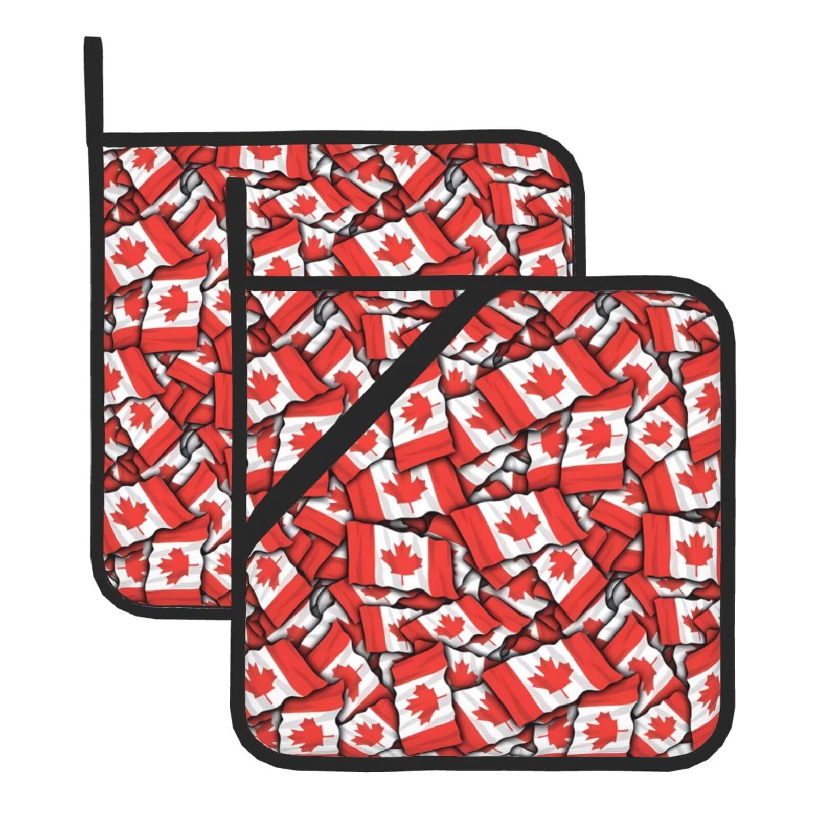 HJFCZH Canadian flag Prints Square Hot Pads for Kitchen Counter - Waterproof Pot Holders, Durable Heat Resistant Throw Layers for Serving, Oven & BBQ - 2 Pack