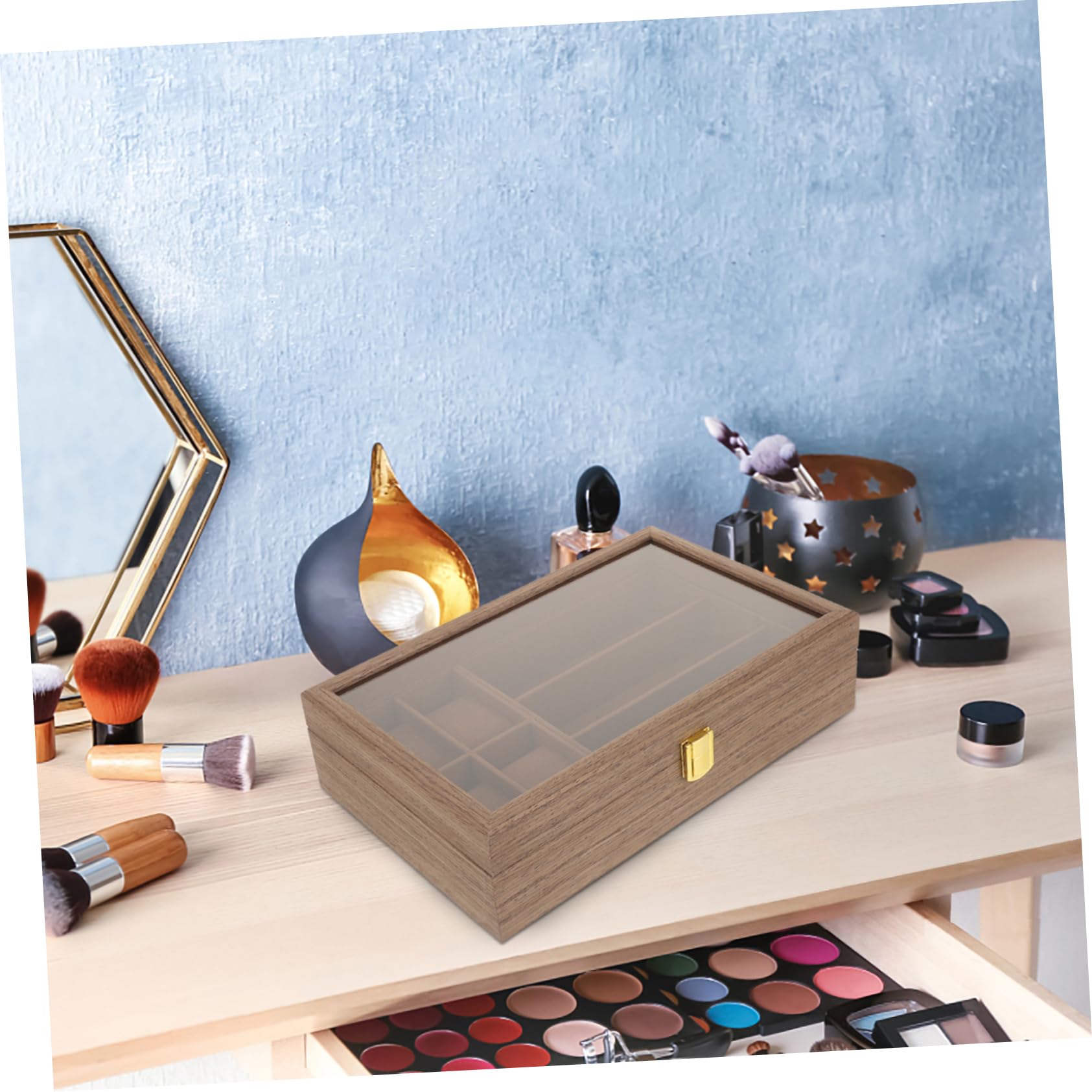 COLLBATH 1kawałek Organizer Biżuterię i Okulary Stylu Retro z Drewna Orzechowego Pojemnik Do Przechowywania Biżuterii i Okularów Praktyczny Biżuterię Elegancki Organizer i Akcesoria