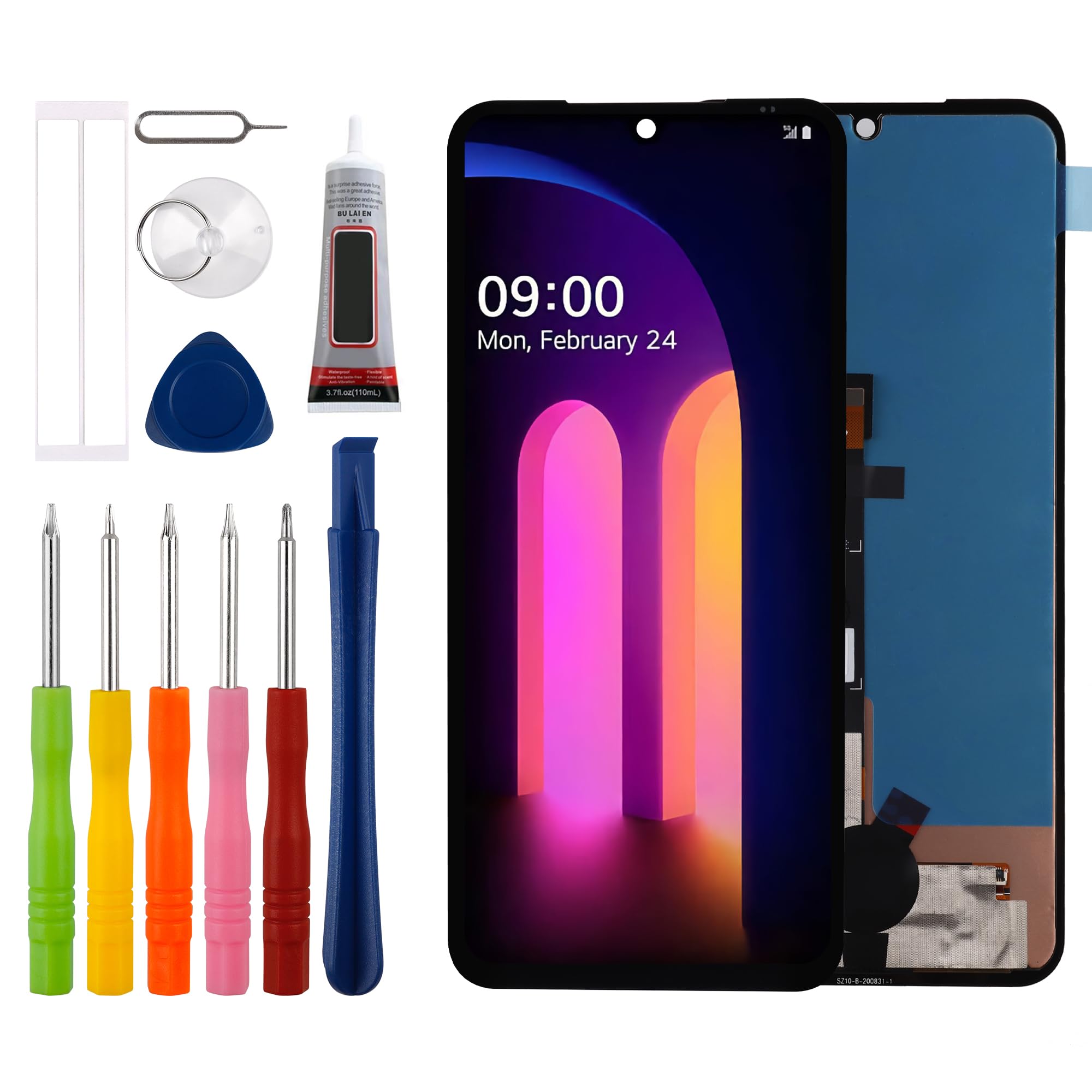 [New] Duotipa LCD Display Touch Screen Digitizer Assembly Replacement for LG V60 ThinQ 5G LM-V600 A001LG 6.8" with Technical Repair Tools Kit-Black