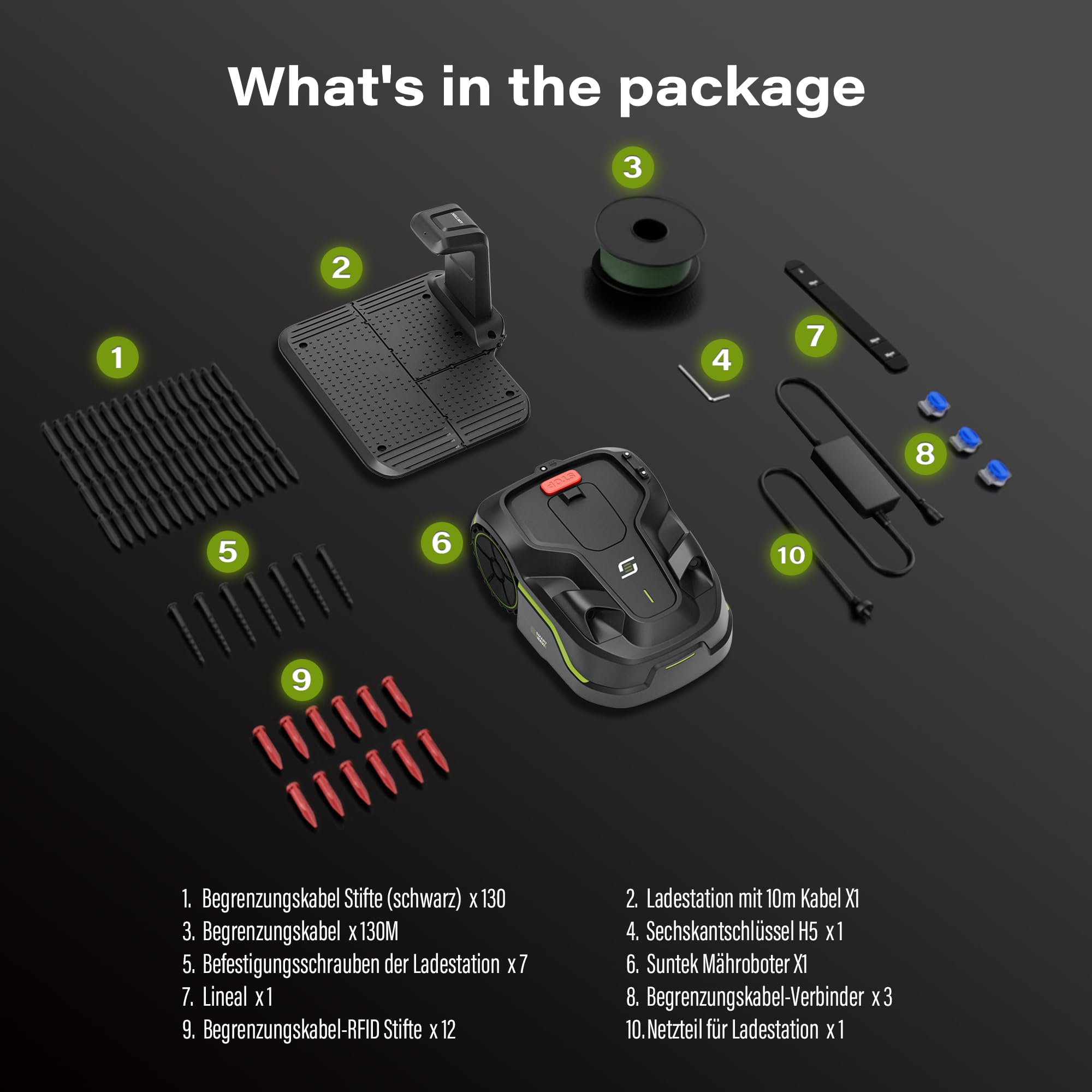 SUNTEK Robot cortacésped I600+, robot cortacésped con planificación inteligente de rutas para céspedes de hasta 600 m², prevención de obstáculos por ultrasonidos y gestión multizona, aplicación