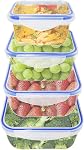 ARSUK Food Storage Containers Set with Airtight Lids 4pc– Reusable Plastic Meal Prep Containers – BPA-Free, Freezer, Microwave, and Dishwasher Safe – Stackable Lunch, Snack, and Leftover Containers