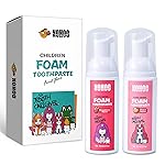 NOHOO Fluoride Free Foam Toothpaste Kids Fruit Flavour,Natural Training Toothpaste for Baby Toddler Children Oral Cleaning and Cavity Protection(Strawberry + Peach)