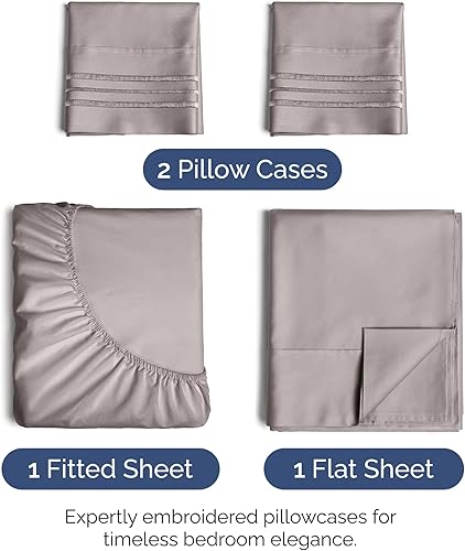 Vista 1737 de Juego de sábanas de 4 piezas tamaño king, extrasuaves, transpirables y refrescantes con esquinas profundas, sábanas de fácil ajuste y sin arrugas
