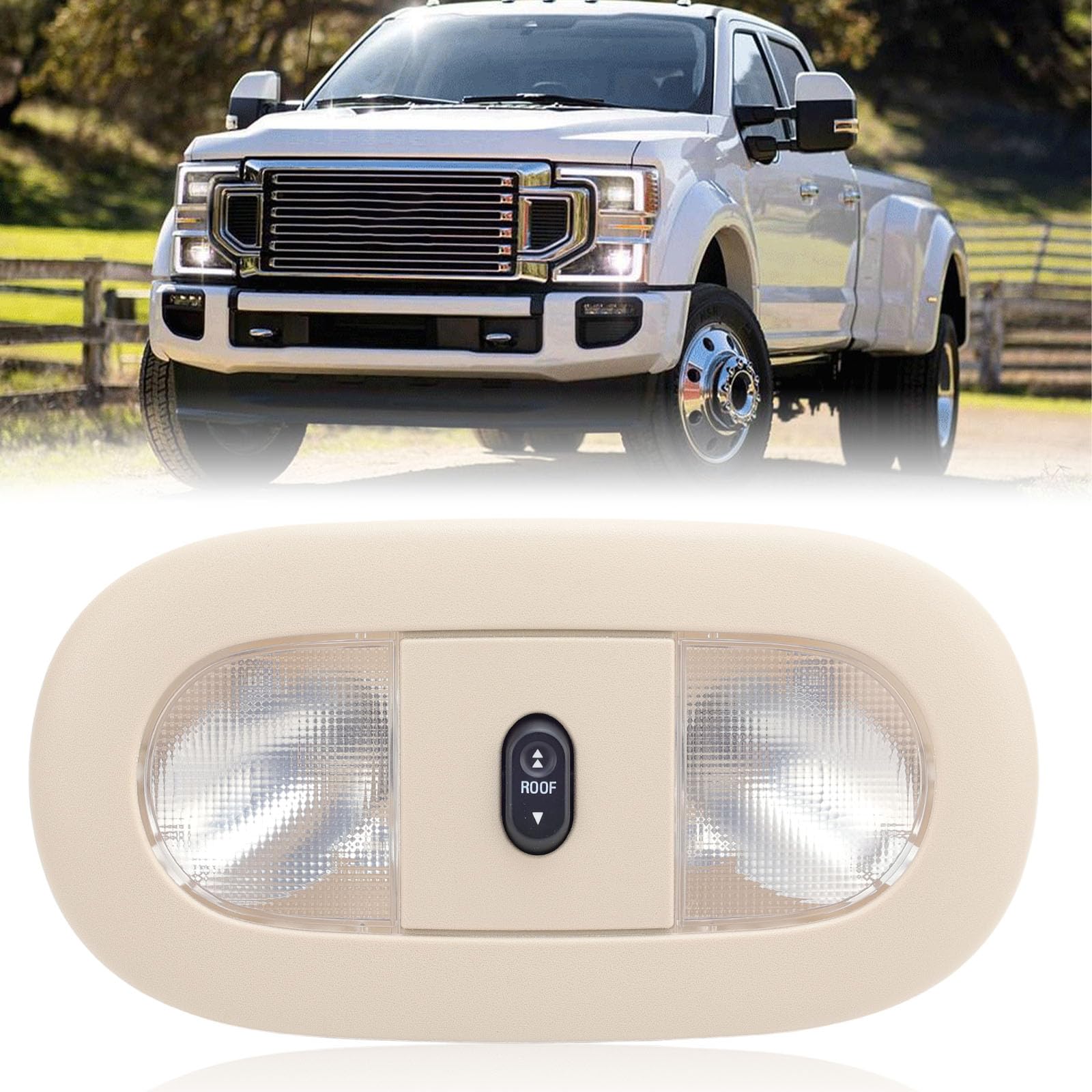 LED Reading Light Fit for 2008-2010 Ford F250 F350 F450 F550 Super Duty Interior Dome Roof Map Lamp Cab Light Overhead Consoles(Beige)