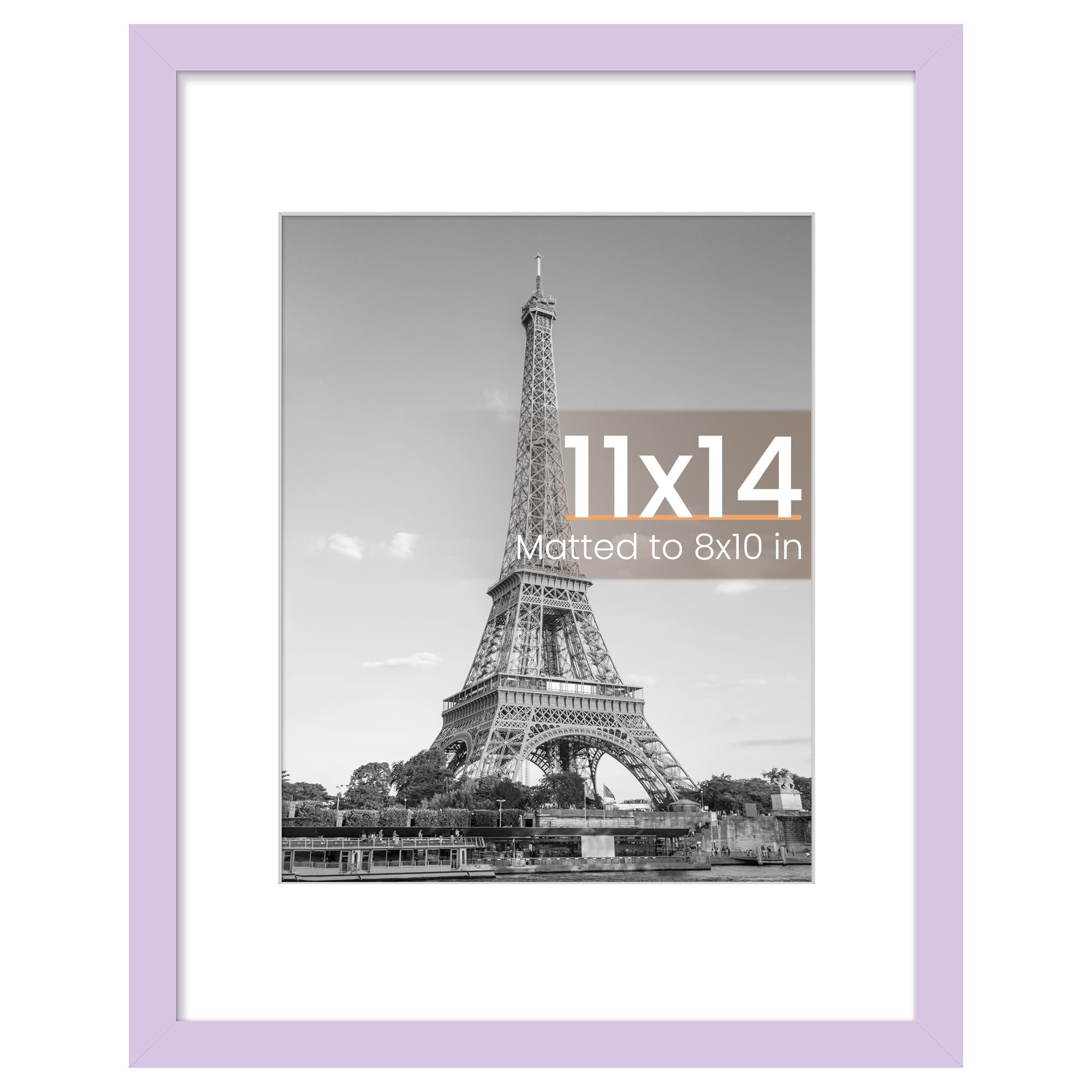 upsimples 11x14 Picture Frame, Display Pictures 8x10 with Mat or 11 x 14 Without, Wall Hanging Photo Frames, Purple, 1 Pack | 11 x 14 Frame, 8x10 Frame with Mat for Gallery Wall, Family, Baby, Dog, Dorm, Christmas