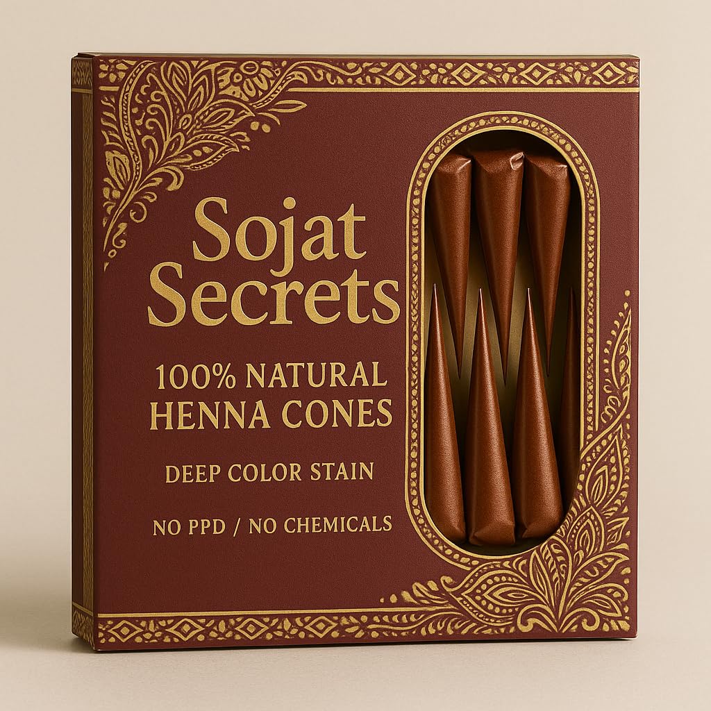 Sojat Secrets Natural Henna Cones, Deep Colour Stain, Chemical-Free, 100% Natural 1 pack of 12 pcs of cone-image-12