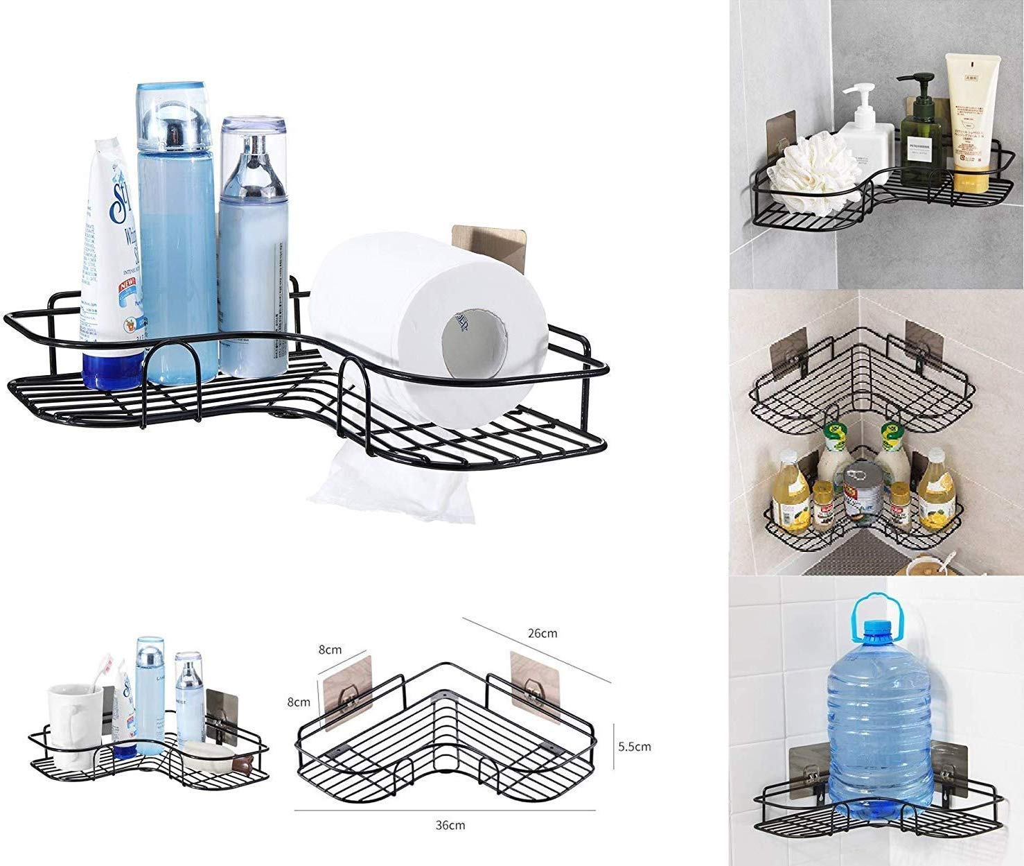 Entraxa Self-Adhesive Metal Bathroom Corner Rack Storage Shelves (Pack- 1) 4