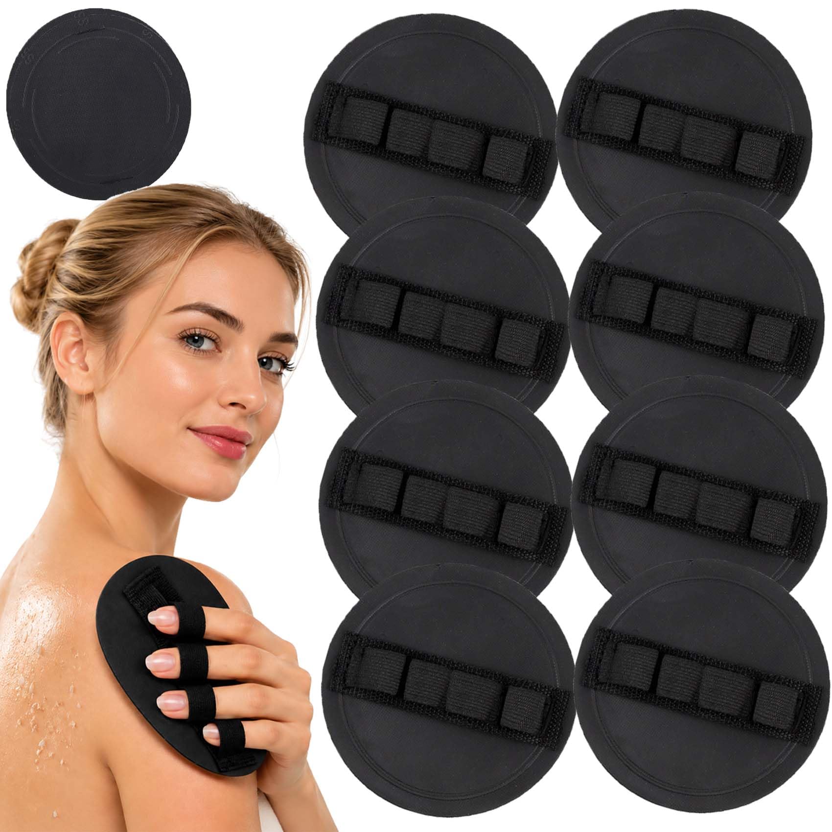 Schmerzfreier Peeling-Handschuh, KöRperpeeling Pad zur Tiefenreinigung, Wiederverwendbarer Badehandschuh für Sanfte Massage & Hautpflege, FüR Alle Hauttypen (8* Schwarz)