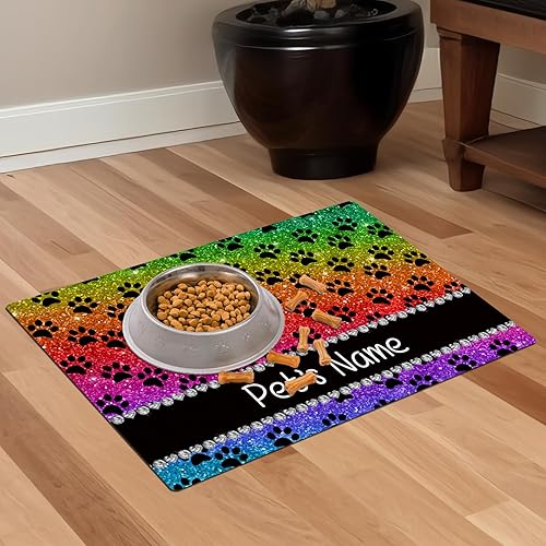 Miniatura 5 de Taikuri Alfombrillas personalizadas de piel sintética para comida y agua, antideslizante e impermeable para nombrefoto, tapete personalizado para