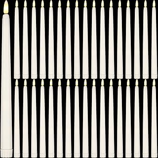 36 Pieces Flameless LED Taper Candles Flicking 11" Flameless Taper Candles Battery Operated Plastic Warm Fire LED Candlesticks Window Candles for New Year Valentine's Home Wedding Decor (Ivory)