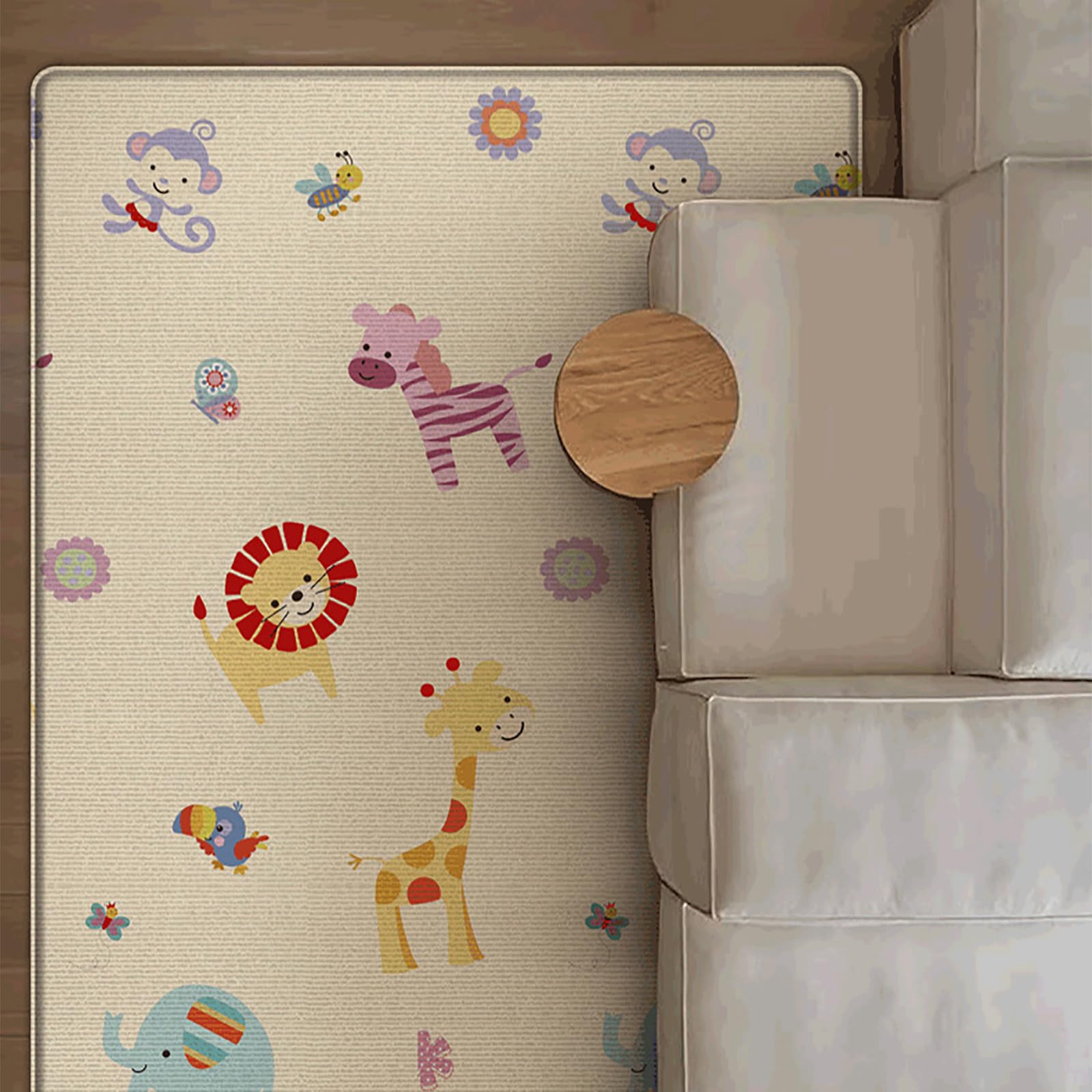 PZCC Tapis de Jeu pour BéBé, Tapis Rampant Pliable, Tapis de Jeu Épais Antidérapant et Imperméable, Tapis Enfant Double Face pour Salon, Jeu Éducatif pour Ramper pour BéBés de 0 à 6 Mois (Transport)