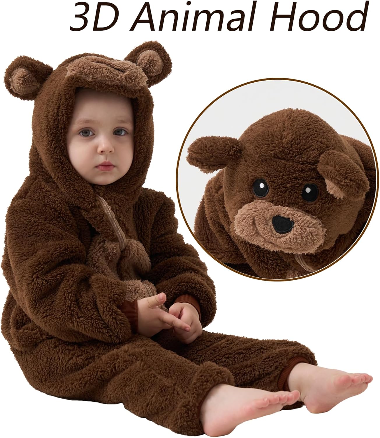Unisex Baby Animal Costume Pajamas, Infant Flannel Hooded Halloween Romper Cosplay Costume/Homewear/Sleepwear