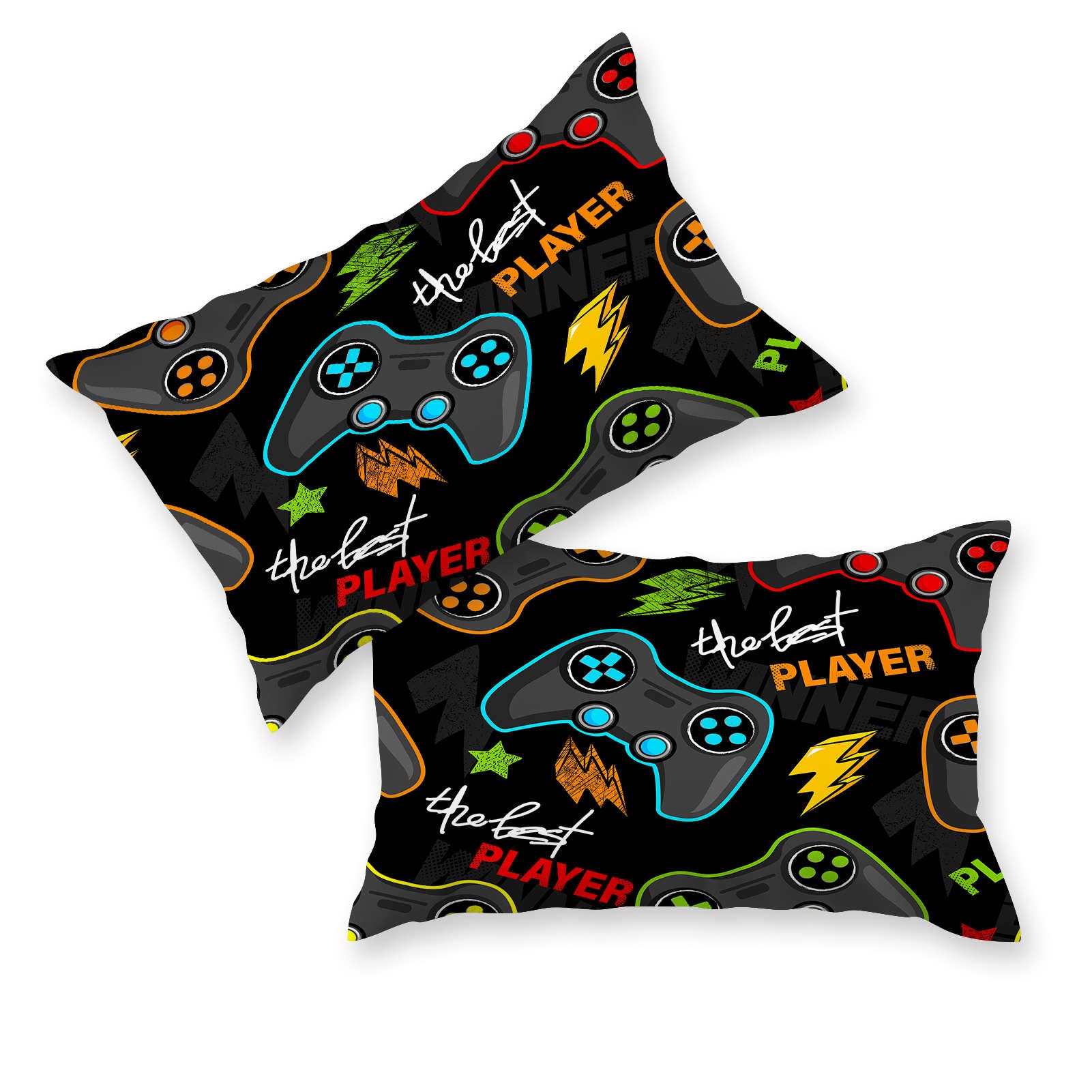 YUANZU Video Game Bedding Set Double for Kids Boys Teens Duvet Cover Set 3 Pieces Gamepad Graffiti Gamer Joystick Printed Soft Microfiber Quilt Cover with Zipper Closure (200 x 200 cm & 2Pillowcase) - Image 3
