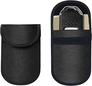 Faraday - Paquete de 2 bolsas mejoradas para llavero, bolsa Faraday para llaves de automóvil, bloqueo de señal RFID para automóvil, bolsa antirrobo bloqueador de funda antirrobo negro