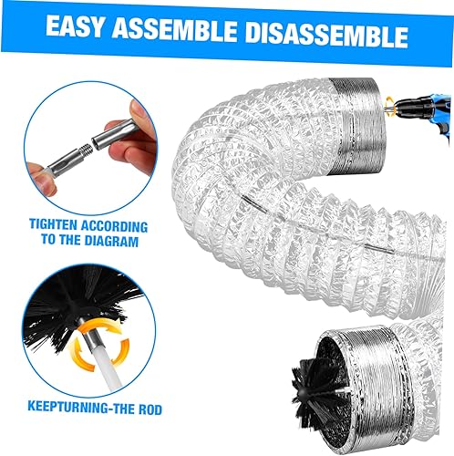 Miniatura 3 de TEHAUX Kit de limpieza para secadora de ventilación, cepillo de ventilación de nailon con tubos de fijación, herramientas de limpieza, accesorios