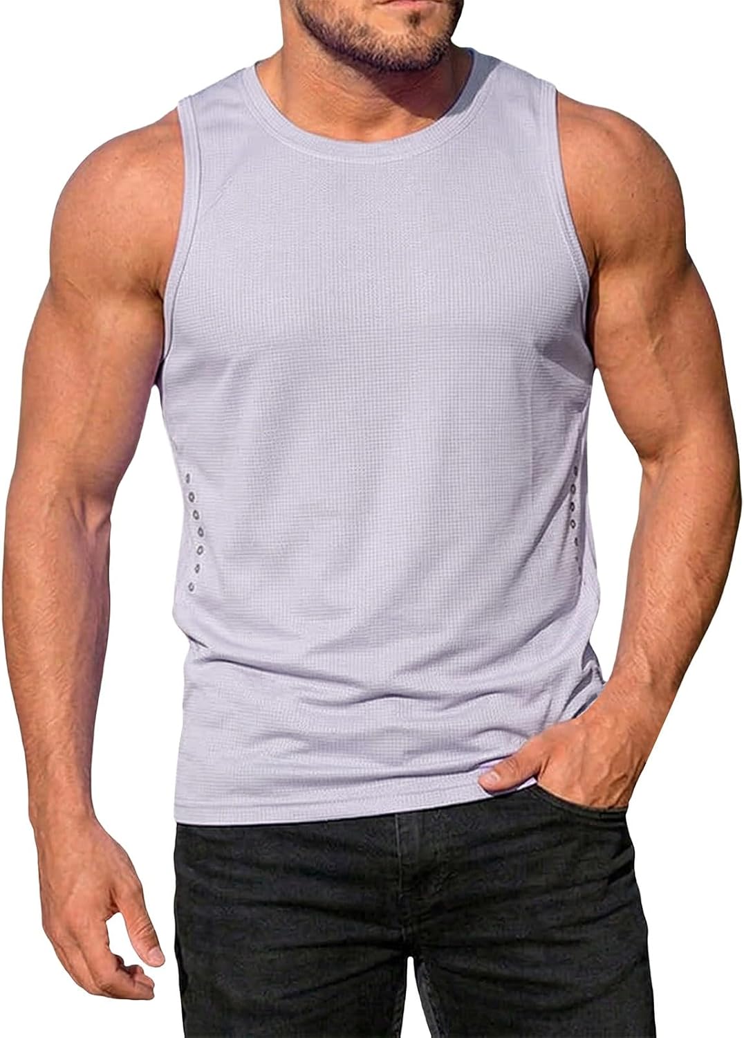 Mens Workout Tank Tops Fitness Basketball Sports Tanks Lightweight Sports Vest Men Plain Crew Neck Sleeveless Shirts