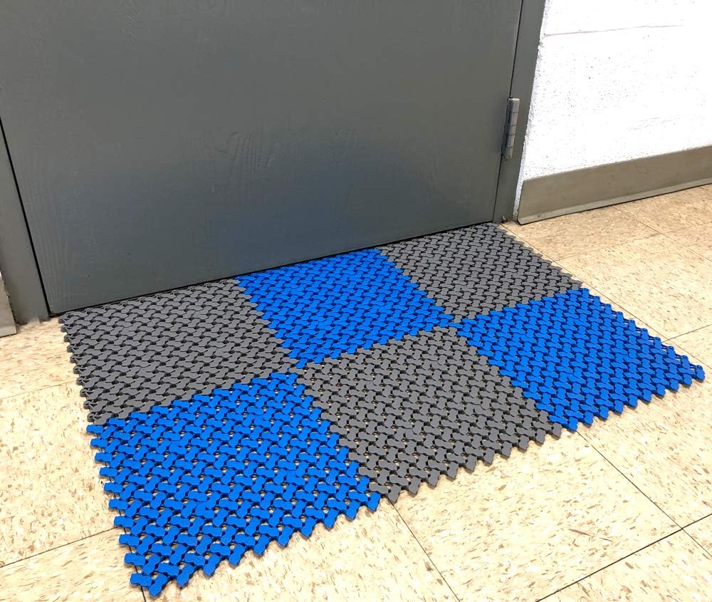 VINTEK Peanut Tile Vinyl PVC Interlocking Drainage Floor Tiles Mat Anti-Slip 12"x12" for Pool Shower Locker Bathroom Deck Patio Boat SPA Wet Area Inside/Outside (Pack of 9 Tiles - 12" x 12", Gray)